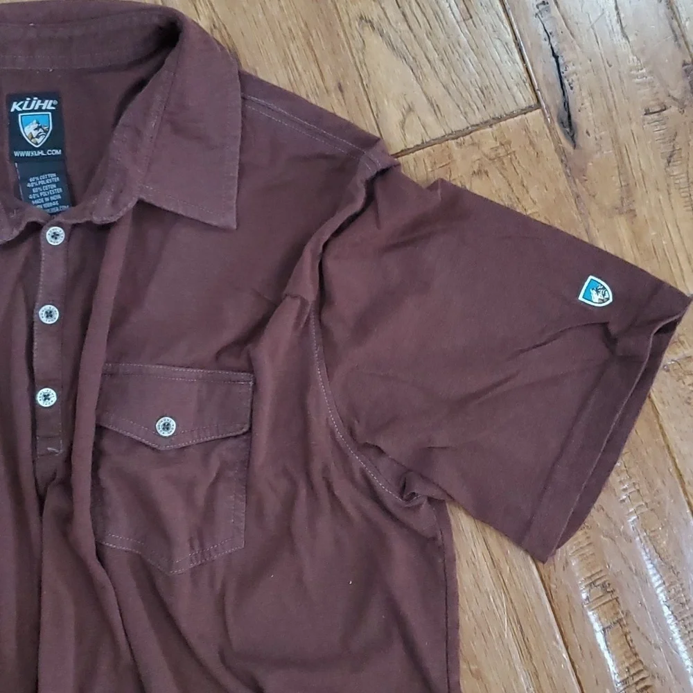 Kuhl Brown 1/4 button polo shirt